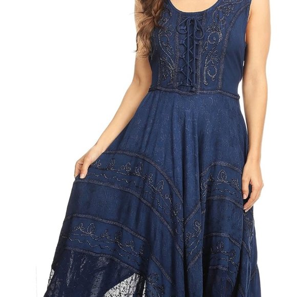 Sakkas Embroidered Dress, Size L/XL, Navy Blue - Picture 4 of 14